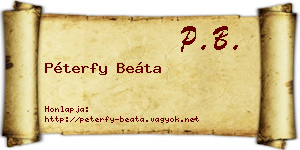 Péterfy Beáta névjegykártya