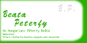 beata peterfy business card